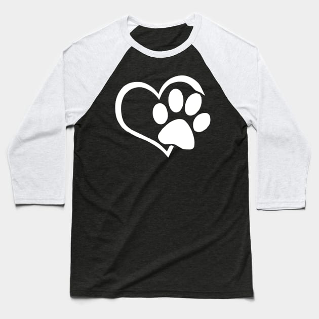 Dog Puppy Shirt - I Love Dogs Paw Print Heart Cute Women Men Baseball T-Shirt by TeeAaron